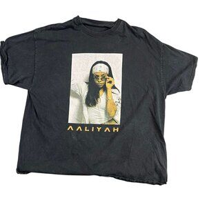 Aaliyah Authentic Brand Black Front Logo T Shirt Hip Hop R&B, Men's Size XXL